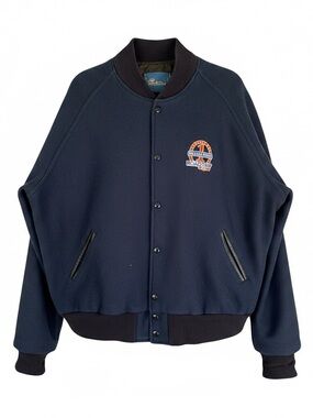 Vintage Roadway Express Million Miler Bomber Jacket XL Navy Snap Front Workwear
